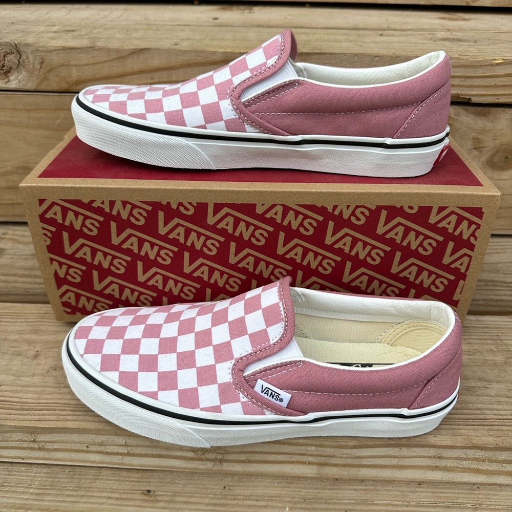 Vans Kids Pink Checkered Slip-On Shoes